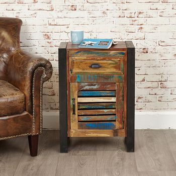 Urban Chic Reclaimed Wood 1 Door Lamp Table