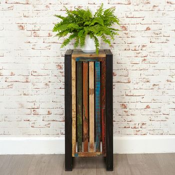Urban Chic Reclaimed Wood Tall Lamp Table