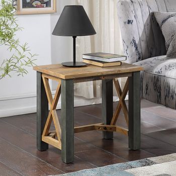 Urban Elegance Reclaimed Wood Side Open Front Lamp Table