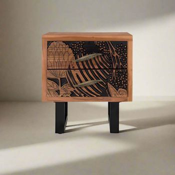 Valentia Artisan Acacia Wood 2 Drawer Side Table