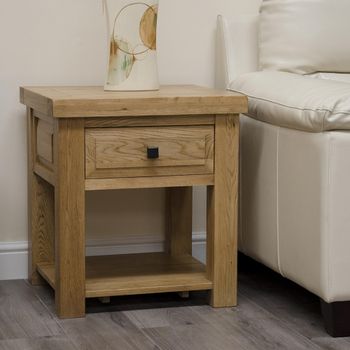 Deluxe Oak 1 Drawer Lamp Table