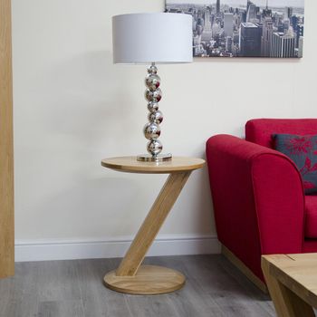 Z Designer Oak Modern Round Lamp Table