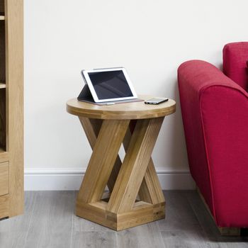 Z Designer Oak Round Lamp Table
