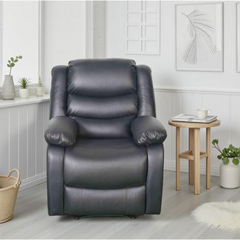 Conrad Manual Black Leather Recliner Armchair