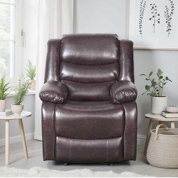 Conrad Manual Brown Leather Recliner Armchair