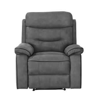 Gabrielle Manual Charcoal Leather Recliner Sofa Armchair