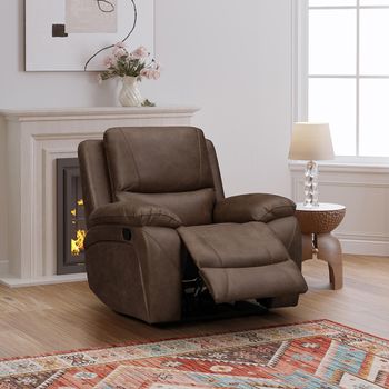 Isobella Manual Chocolate Fabric Recliner Sofa Armchair