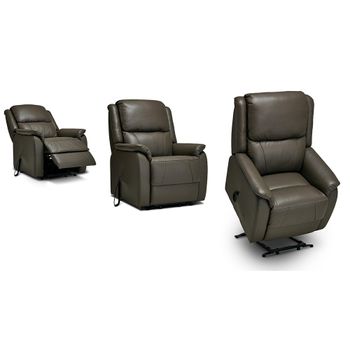 Palermo Lift and Rise Power Grey Leather Recliner Armchair