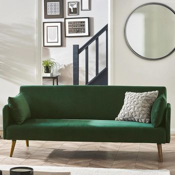 Andi Green Fabric 2 Seater Click Clack Sofa Bed