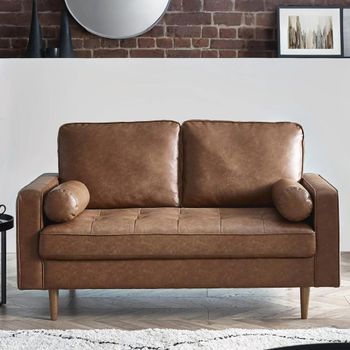 Henley Brown Faux Leather 2 Seater Sofa