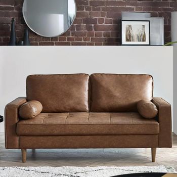 Henley Brown Faux Leather 3 Seater Sofa