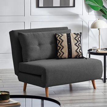 Rowan Mid Grey Fabric Click Clack Chair Bed