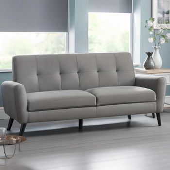 Monza Grey Linen Fabric 3 Seater Sofa