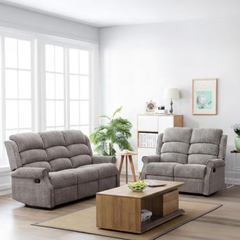 Windsor Latte Fabric 3+2 Seater Suite Recliner Sofa
