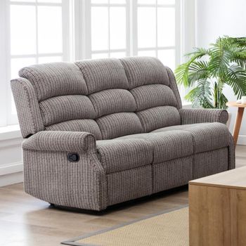 Windsor Latte Fabric 3 Seater Recliner Sofa