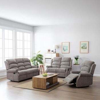 Windsor Latte Fabric Suite Recliner Sofa