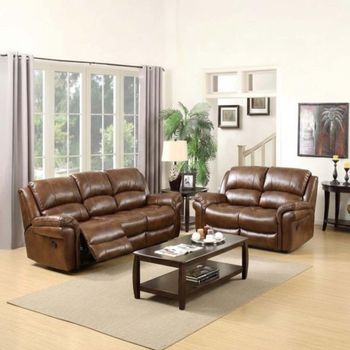 Farnham Tan Leather 3+2 Seater Suite Recliner Sofa