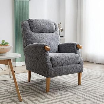 Lisbon Fireside Steel Blue Fabric Armchair