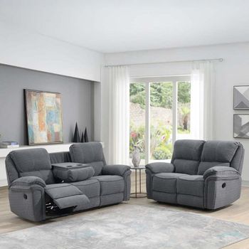 Belmont Grey Fabric 3+2 Seater Suite Recliner Sofa