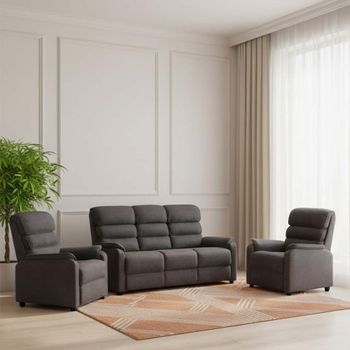 Savoy Fixed Grey Fabric 3+1+1 Seater Suite Sofa