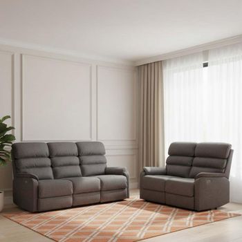 Savoy Grey Fabric 3+2 Seater Suite Electric Recliner Sofa