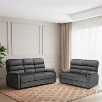 Savoy Fixed Grey Fabric 3+2 Seater Suite Sofa