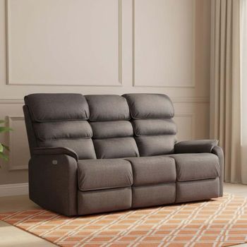 Savoy Grey Fabric 3 Seater Electric Recliner Sofa