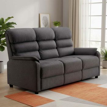 Savoy Fixed Grey Fabric 3 Seater Sofa