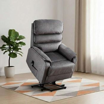 Savoy Lift and Tilt Electric Grey Fabric Recliner Armchair