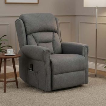 Sandringham Lift and Tilt Electric Grey Fabric Dual Motor Recliner Armchair