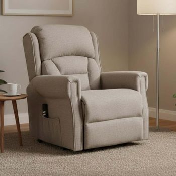 Sandringham Lift and Tilt Electric Taupe Fabric Dual Motor Recliner Armchair