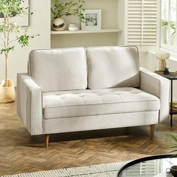 Henrietta Beige Fabric 2 Seater Sofa