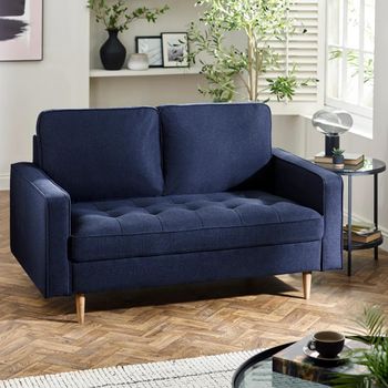 Henrietta Deep Blue Fabric 2 Seater Sofa