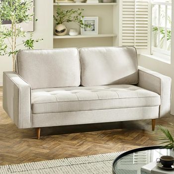 Henrietta Beige Fabric 3 Seater Sofa