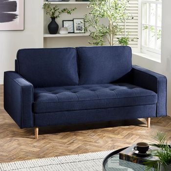 Henrietta Deep Blue Fabric 3 Seater Sofa