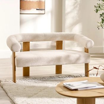 Freya White Boucle Fabric 2 Seater Sofa