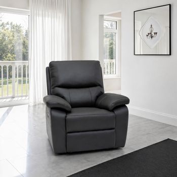 Cannes Charcoal Leather Electric Recliner Sofa Armchair