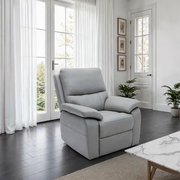 Cannes Grey Leather Electric Recliner Armchair