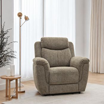 Finley Fabric Electric Recliner Pebble Sofa Armchair