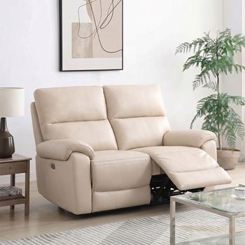 Rocco Chalk Leather Power Recliner 2 Seater Sofa