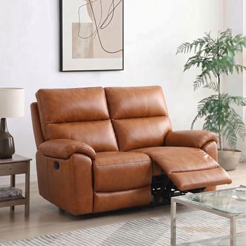 Rocco Tan Leather Power Recliner 2 Seater Sofa