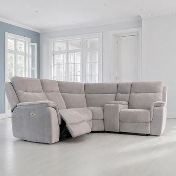 Havana Grey Fabric Electric Recliner Corner Sofa