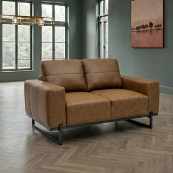Remi Aged Tan Fabric 2 Seater Sofa