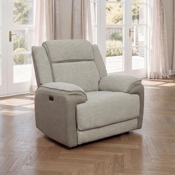 Walton Soft Grey Fabric Electric Recliner Sofa Armchair