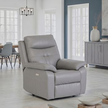 Sophia Grey Leather Electric Recliner Armchair