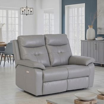 Sophia Grey Leather 2 Seater Electric Recliner Sofa