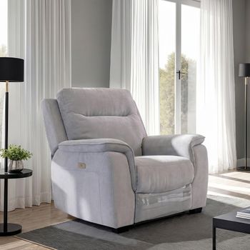 Havana Silver Grey Fabric Electric Recliner Sofa Armchair