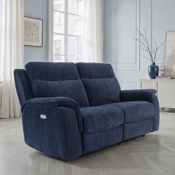 Havana Blue Fabric 2 Seater Electric Recliner Sofa