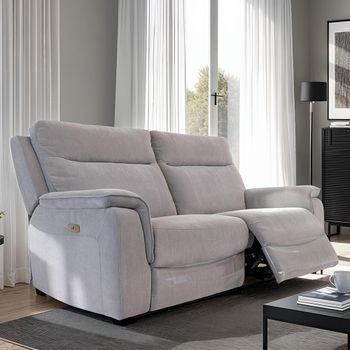 Havana Silver Grey Fabric 3 Seater Electric Recliner Sofa