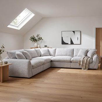 Berlin Beige Fabric Large Corner Sofa Suite